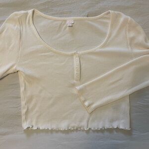 Cream Long Sleeve Henley Top